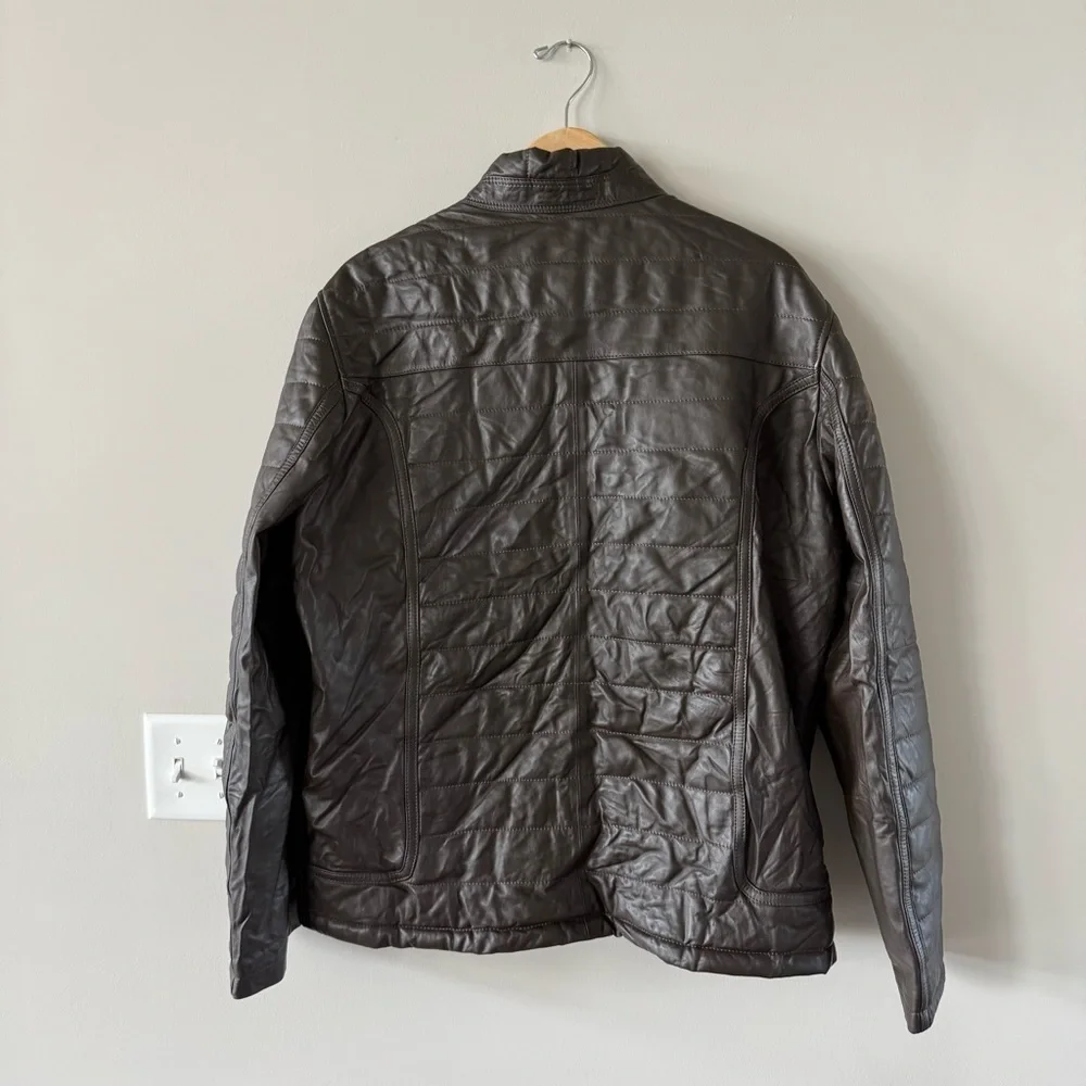Pino by Pinoporte Dino Lambskin Leather Quilted Bomber Jacket - Dark Brown